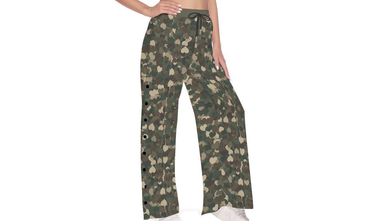 Green Camoheart Warm Up Pants
